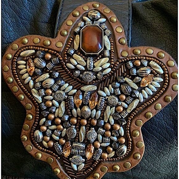 Royal Plush Boho Studded Leather Shoulder Bag - Picture 2 of 7